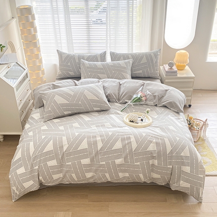 宇彬家纺 2024新款13372全棉印花四件套和单被套时尚生活