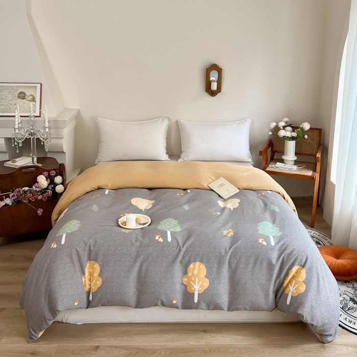 91家纺网 家纺一手货源 找家纺 艾迪尚家纺 2025新款生态全棉磨毛印花四件套--单被套 寻迹