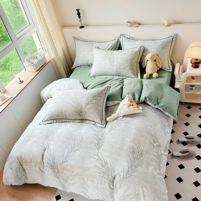 91家纺网 家纺一手货源 找家纺 艾迪尚家纺 2025新款生态全棉磨毛印花四件套--单被套 叶雨婆裟