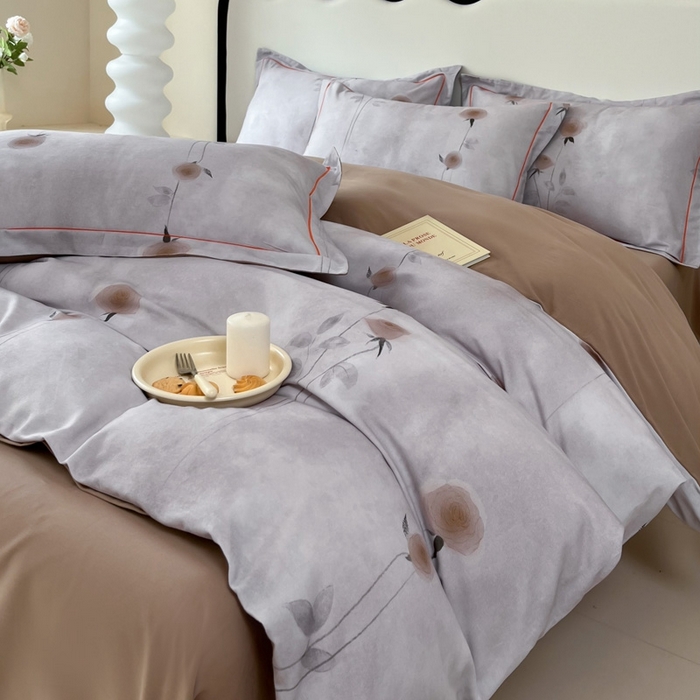 91家纺网 家纺一手货源 找家纺 艾迪尚家纺 2025新款生态全棉磨毛印花四件套--单被套 爱意随风-咖