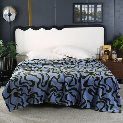 巴木赫 2024新款法兰绒舒棉绒熊猫绒毛毯 鸭青