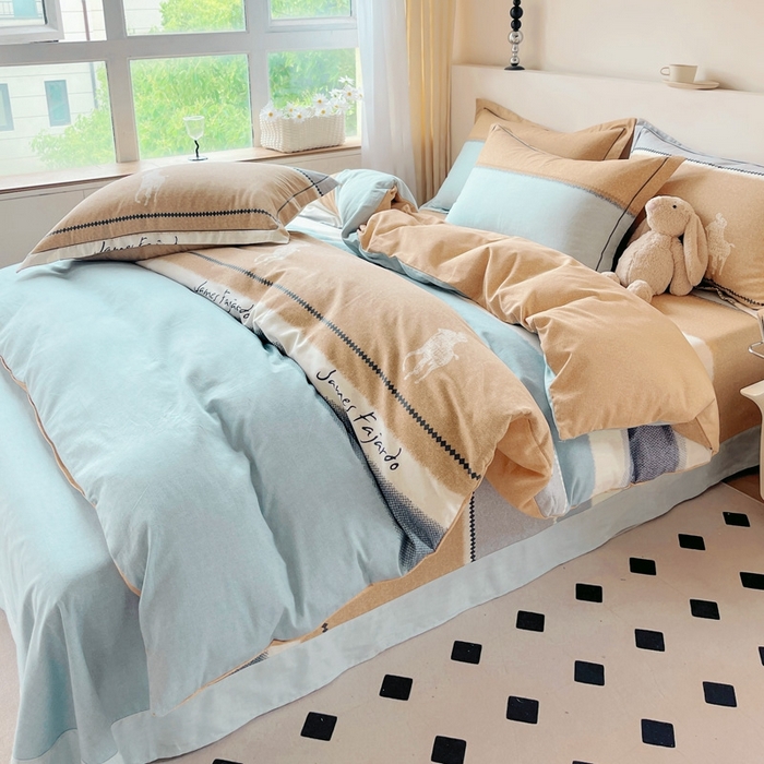 91家纺网 家纺一手货源 找家纺 艾迪尚家纺 2025新款生态全棉磨毛印花四件套 普罗迪—兰