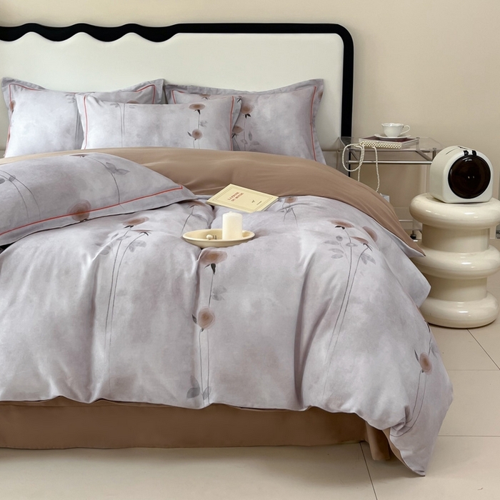 91家纺网 家纺一手货源 找家纺 艾迪尚家纺 2025新款生态全棉磨毛印花四件套--单被套 爱意随风-咖