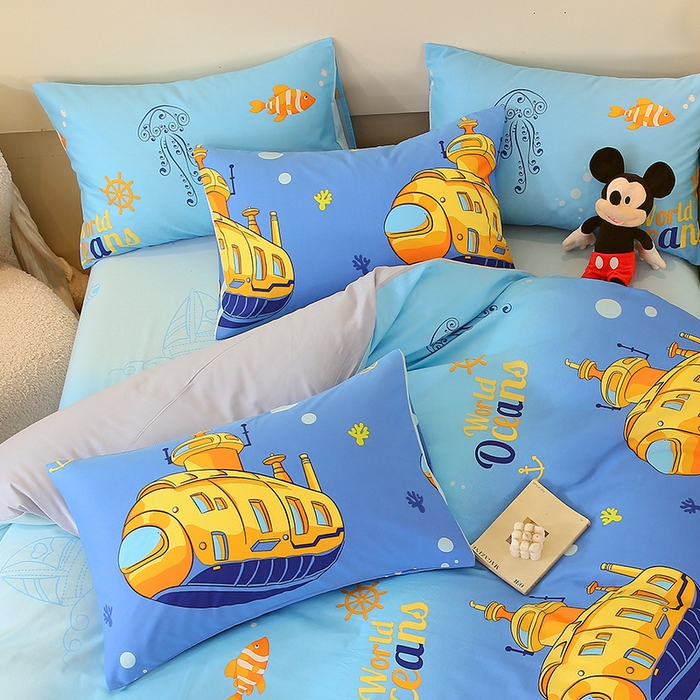 91家纺网 家纺一手货源 找家纺 金鑫汇家纺 2024新款全棉印花单枕套 海底探秘