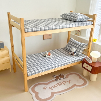 91家纺网 家纺一手货源 找家纺 多品家纺 2024新款水洗棉学生宿舍单床笠【无印风，宜家风】 简约格