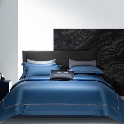 诗黛尔 2024秋冬新款长绒棉刺绣四件套-卡地亚系列 卡地亚 北极蓝