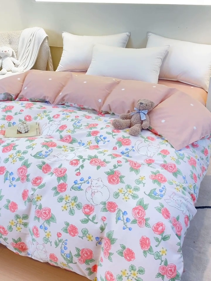 91家纺网 家纺一手货源 找家纺 金鑫汇家纺 2024新款全棉印花单被套 微洛花园