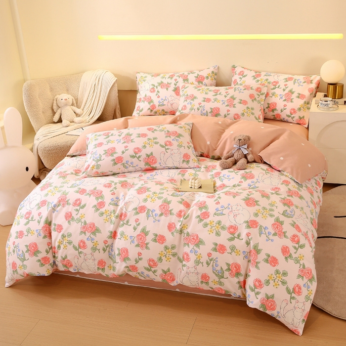 91家纺网 家纺一手货源 找家纺 金鑫汇家纺 2024新款全棉印花四件套 微洛花园