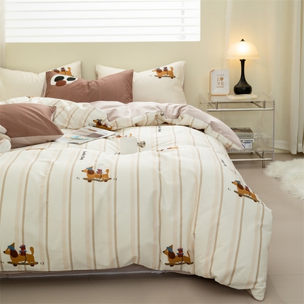 91家纺网 家纺一手货源 找家纺 （总）798家纺 2025新款全棉133*70可爱风可爱风枕头版印花四件套