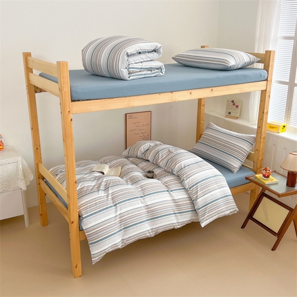 多品家纺 2024新款【宜家风】【无印风】学生宿舍三件套【床单款】【床笠款】【床垫套款】 布鲁斯