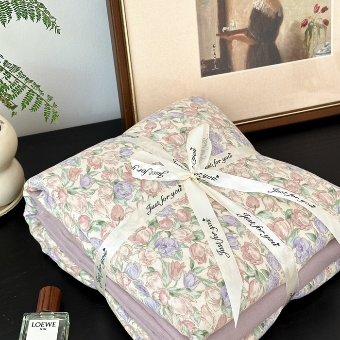 91家纺网 家纺一手货源 找家纺 吉象家纺 2024新款双层纱四件套叠拍 粉郁