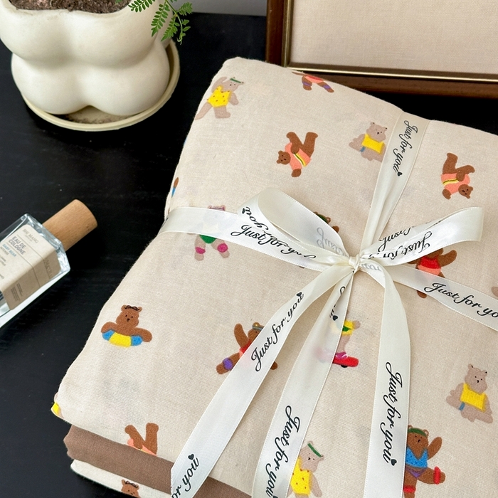 91家纺网 家纺一手货源 找家纺 吉象家纺 2024新款双层纱四件套叠拍 运动小熊