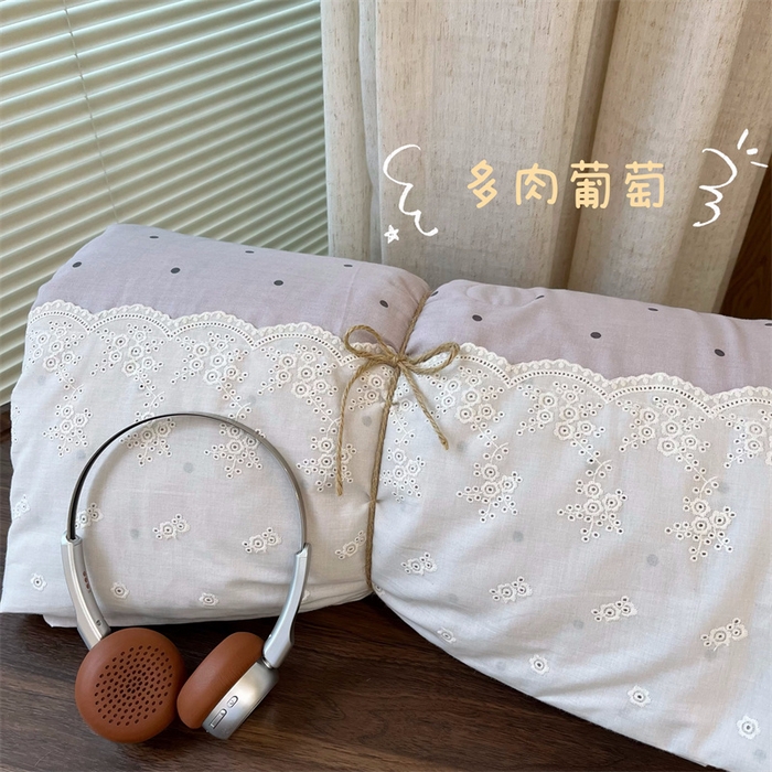 91家纺网 家纺一手货源 找家纺 荣轩家居 2024新款全棉花边双层纱夏被夏凉被空调被 多肉葡萄