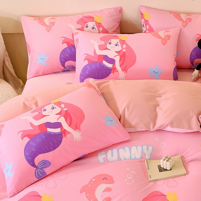 91家纺网 家纺一手货源 找家纺 金鑫汇家纺 2024新款全棉印花单枕套 小美人鱼