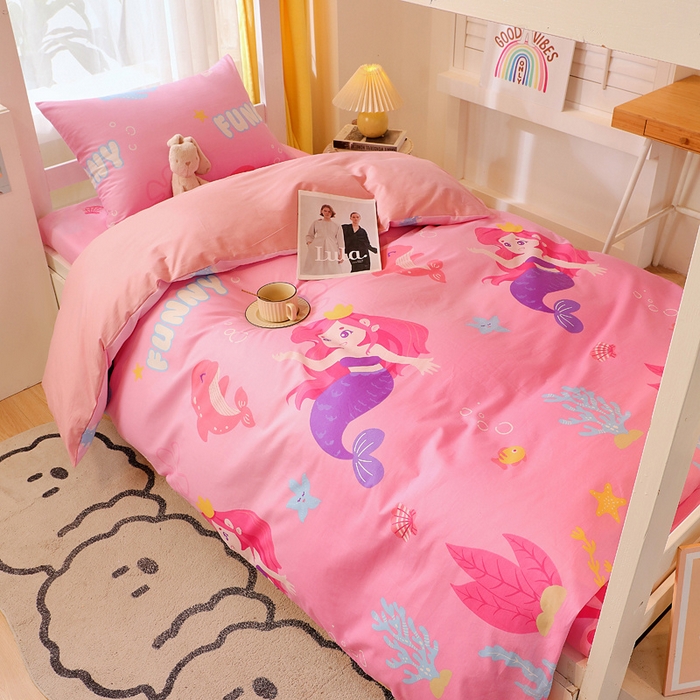 91家纺网 家纺一手货源 找家纺 金鑫汇家纺 2024新款全棉宿舍印花三件套第三批 小美人鱼