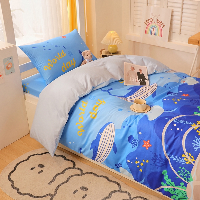 91家纺网 家纺一手货源 找家纺 金鑫汇家纺 2024新款全棉宿舍印花三件套第三批 海族馆