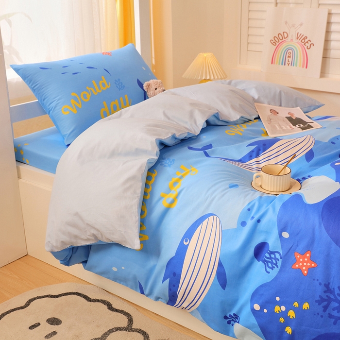 91家纺网 家纺一手货源 找家纺 金鑫汇家纺 2024新款全棉宿舍印花三件套第三批 海族馆