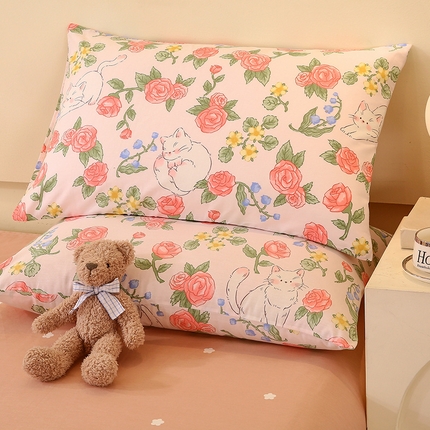 金鑫汇家纺 2024新款全棉印花单枕套 微洛花园