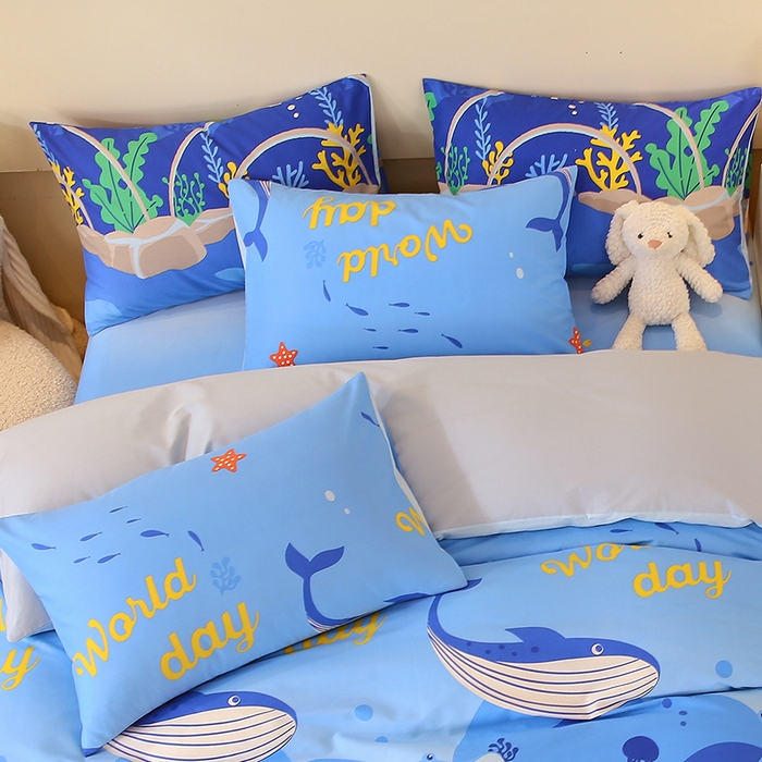 91家纺网 家纺一手货源 找家纺 金鑫汇家纺 2024新款全棉印花单枕套 海族馆