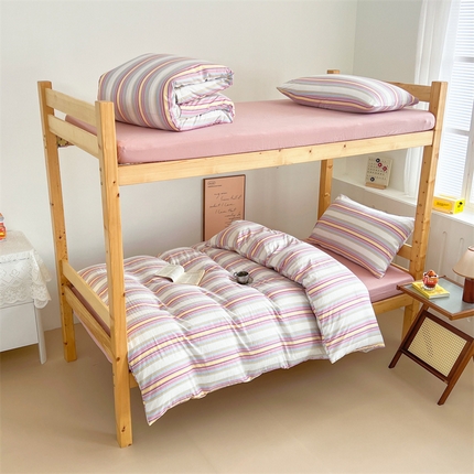 多品家纺 2024新款【宜家风】【无印风】学生宿舍三件套【床单款】【床笠款】【床垫套款】 焦糖甜心