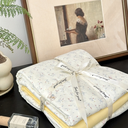 吉象家纺 2024新款双层纱四件套叠拍 花枝兔