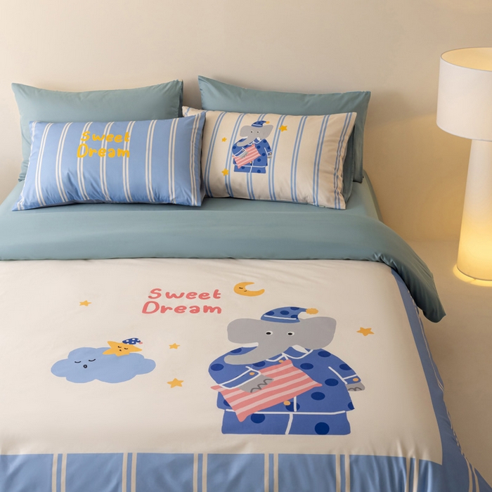 91家纺网 家纺一手货源 找家纺 雅居纺家纺 2024新款全棉印花13372大版四件套 晚安象