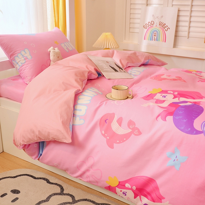 91家纺网 家纺一手货源 找家纺 金鑫汇家纺 2024新款全棉宿舍印花三件套第三批 小美人鱼