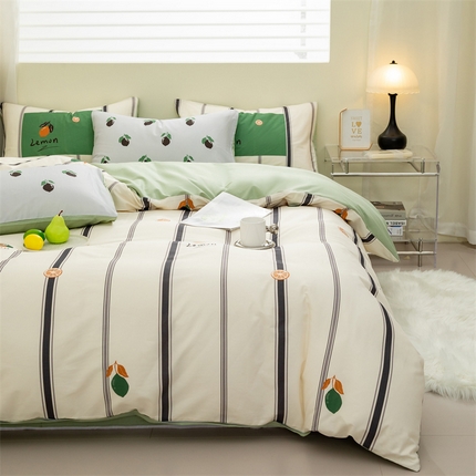 91家纺网 家纺一手货源 找家纺 （总）798家纺 2025新款全棉133*70可爱风可爱风枕头版印花四件套