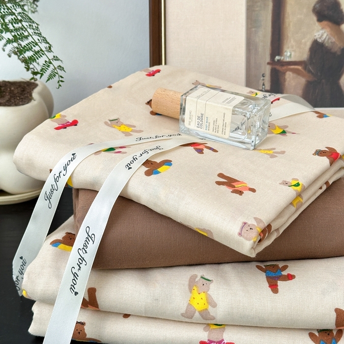 91家纺网 家纺一手货源 找家纺 吉象家纺 2024新款双层纱四件套叠拍 运动小熊