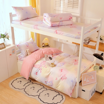 金鑫汇家纺 2024新款全棉宿舍印花三件套第三批 彩蝶飞舞