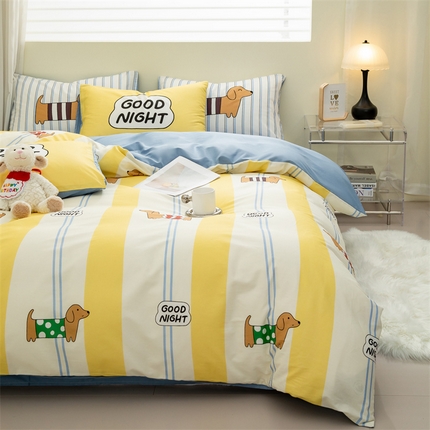 91家纺网 家纺一手货源 找家纺 （总）798家纺 2025新款全棉133*70可爱风可爱风枕头版印花四件套