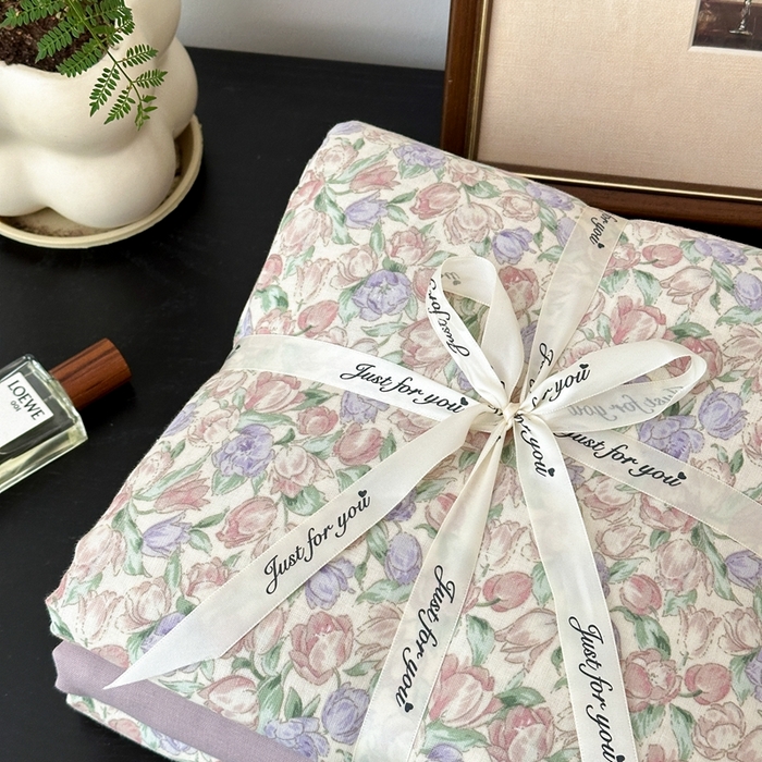 91家纺网 家纺一手货源 找家纺 吉象家纺 2024新款双层纱四件套叠拍 粉郁