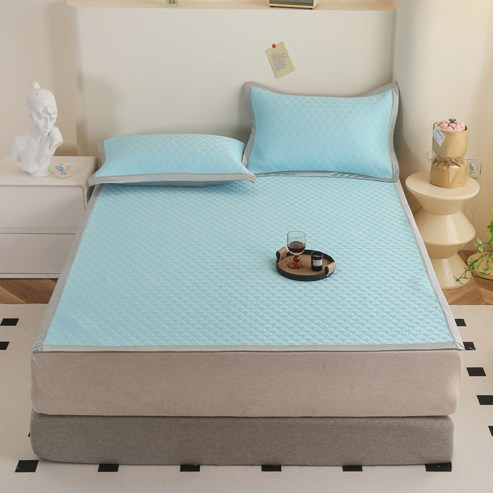 91家纺网 家纺一手货源 找家纺 畅畅家纺 2024新款冰豆豆凉豆豆3D复合PE凉席凉感丝夏季凉席床单款 轻奢绿