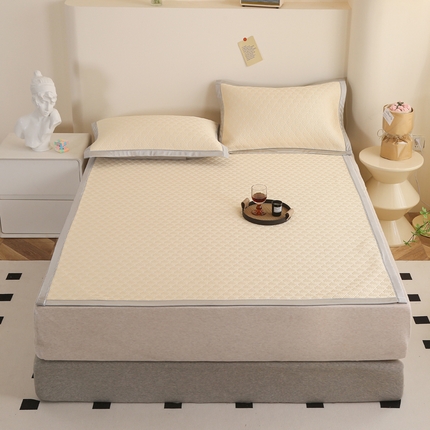 畅畅家纺 2024新款冰豆豆凉豆豆3D复合PE凉席凉感丝夏季凉席床单款 奶白