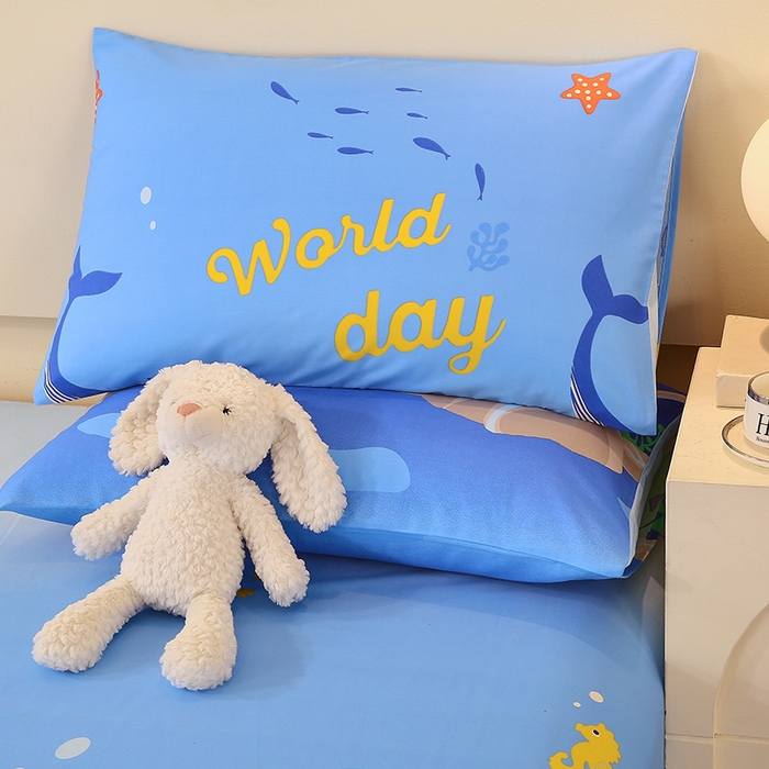 91家纺网 家纺一手货源 找家纺 金鑫汇家纺 2024新款全棉印花单枕套 海族馆