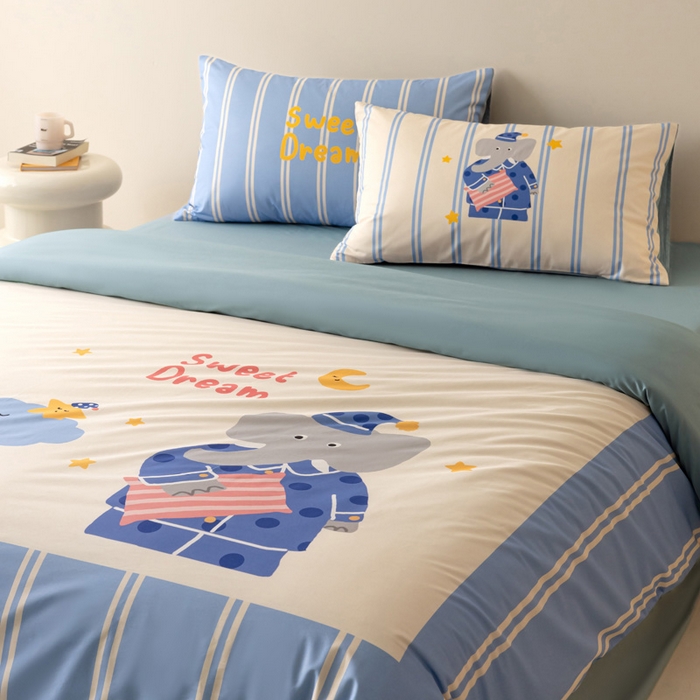 91家纺网 家纺一手货源 找家纺 雅居纺家纺 2024新款全棉印花13372大版四件套 晚安象