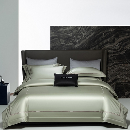 诗黛尔 2024秋冬新款长绒棉刺绣四件套-卡地亚系列 卡地亚 油果绿