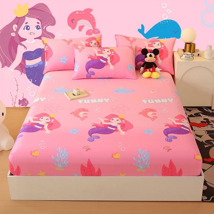 91家纺网 家纺一手货源 找家纺 金鑫汇家纺 2024新款全棉印花单床笠 小美人鱼