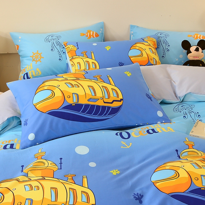 91家纺网 家纺一手货源 找家纺 金鑫汇家纺 2024新款全棉印花单枕套 海底探秘