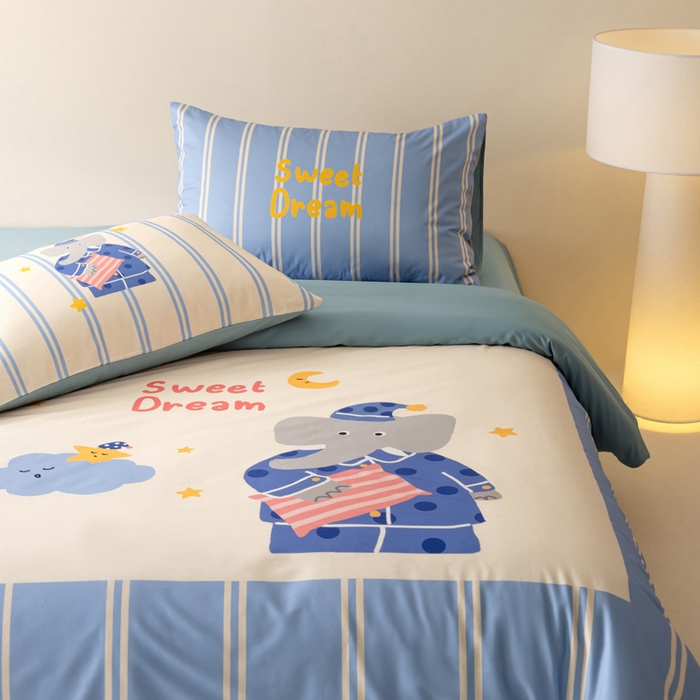 91家纺网 家纺一手货源 找家纺 雅居纺家纺 2024新款全棉印花13372大版四件套 晚安象