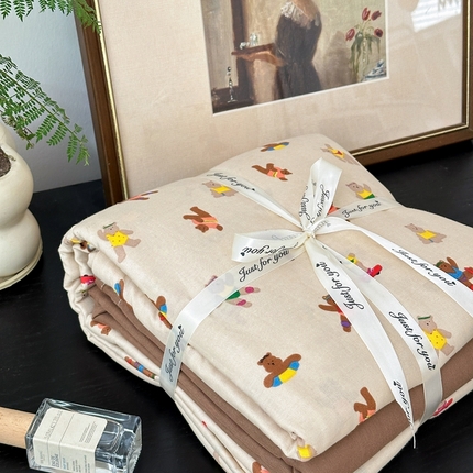 吉象家纺 2024新款双层纱四件套叠拍 运动小熊