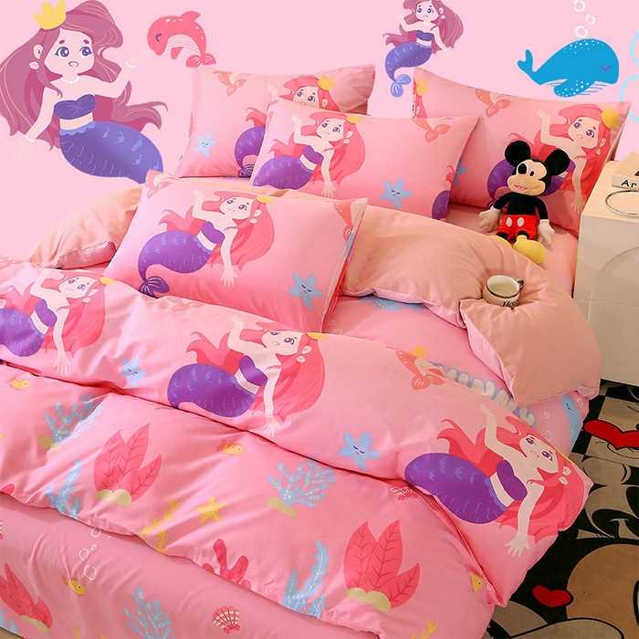 91家纺网 家纺一手货源 找家纺 金鑫汇家纺 2024新款全棉印花单被套 小美人鱼