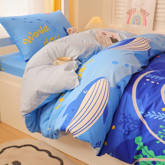 91家纺网 家纺一手货源 找家纺 金鑫汇家纺 2024新款全棉宿舍印花三件套第三批 海族馆