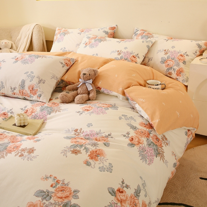 91家纺网 家纺一手货源 找家纺 金鑫汇家纺 2024新款全棉印花四件套 安娜花园