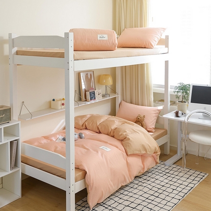 91家纺网 家纺一手货源 找家纺 寐眠 2024新款全棉纯色简约学生三件套 柚粉奶茶