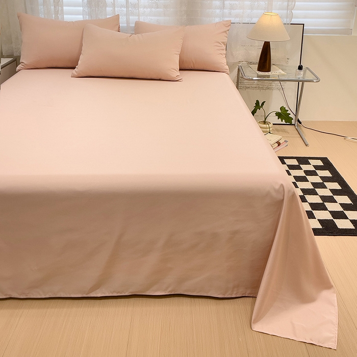 91家纺网 家纺一手货源 找家纺 维娜斯家纺 2024新款水洗冰丝轻奢款纯色拼色系列四件套 纯粉色