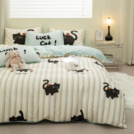 91家纺网 家纺一手货源 找家纺 （总）798家纺 2025新款全棉133*70可爱风可爱风枕头版印花四件套