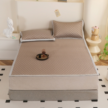 畅畅家纺 2024新款冰豆豆凉豆豆3D复合PE凉席凉感丝夏季凉席床单款 经典咖