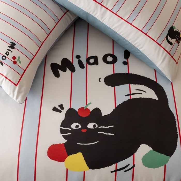 91家纺网 家纺一手货源 找家纺 雅居纺家纺 2024新款全棉印花13372大版四件套 喵星人