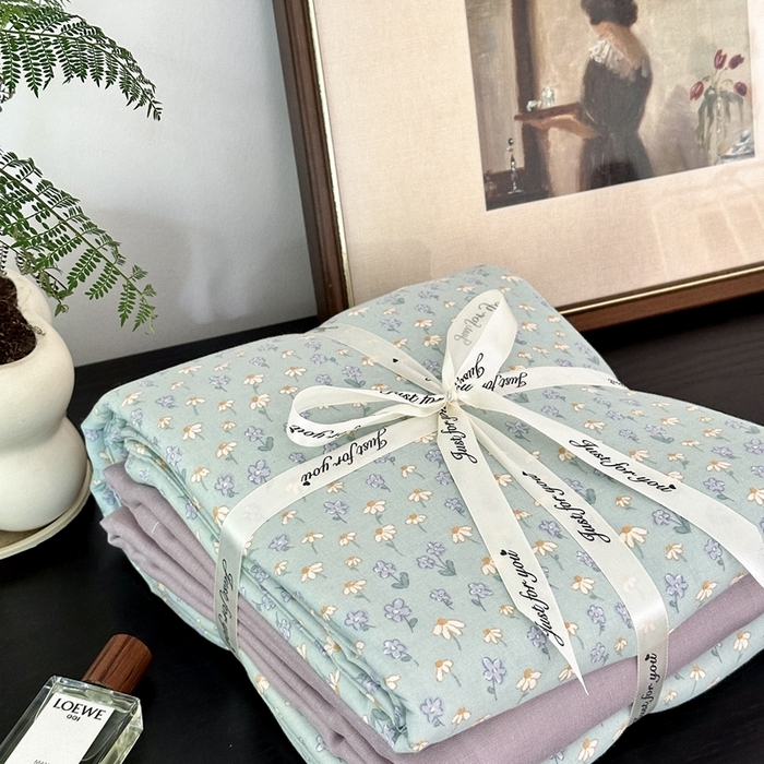 91家纺网 家纺一手货源 找家纺 吉象家纺 2024新款双层纱四件套叠拍 花千朵